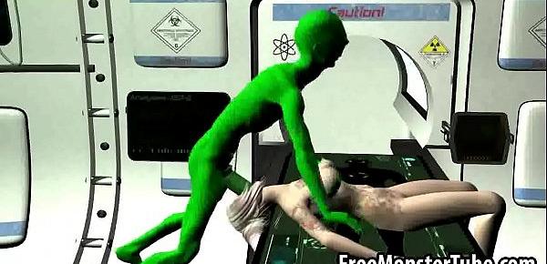 Inked 3D blonde babe gets fucked by an alien